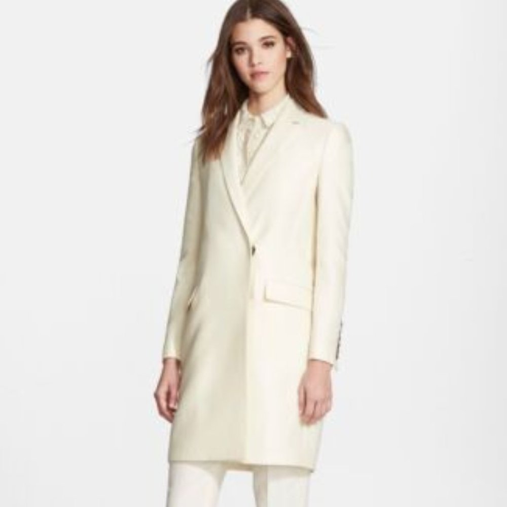 Gorgeous Burberry London 'Tinsley' Wool & Mulberry Silk Parchment Overcoat SZ 6